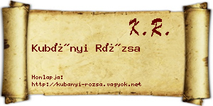 Kubányi Rózsa névjegykártya