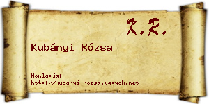 Kubányi Rózsa névjegykártya